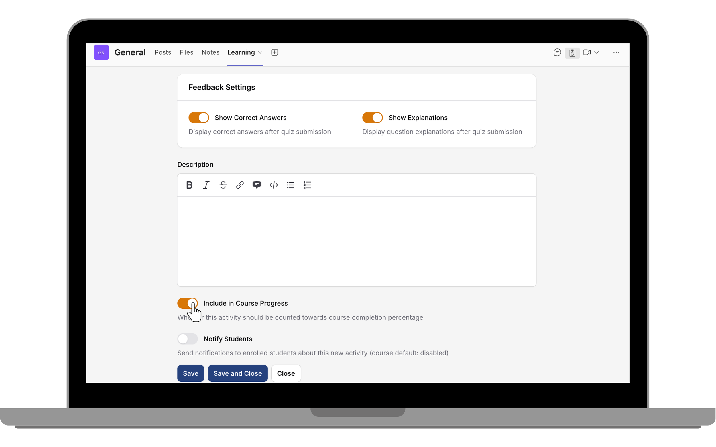 Configure Feedback Settings