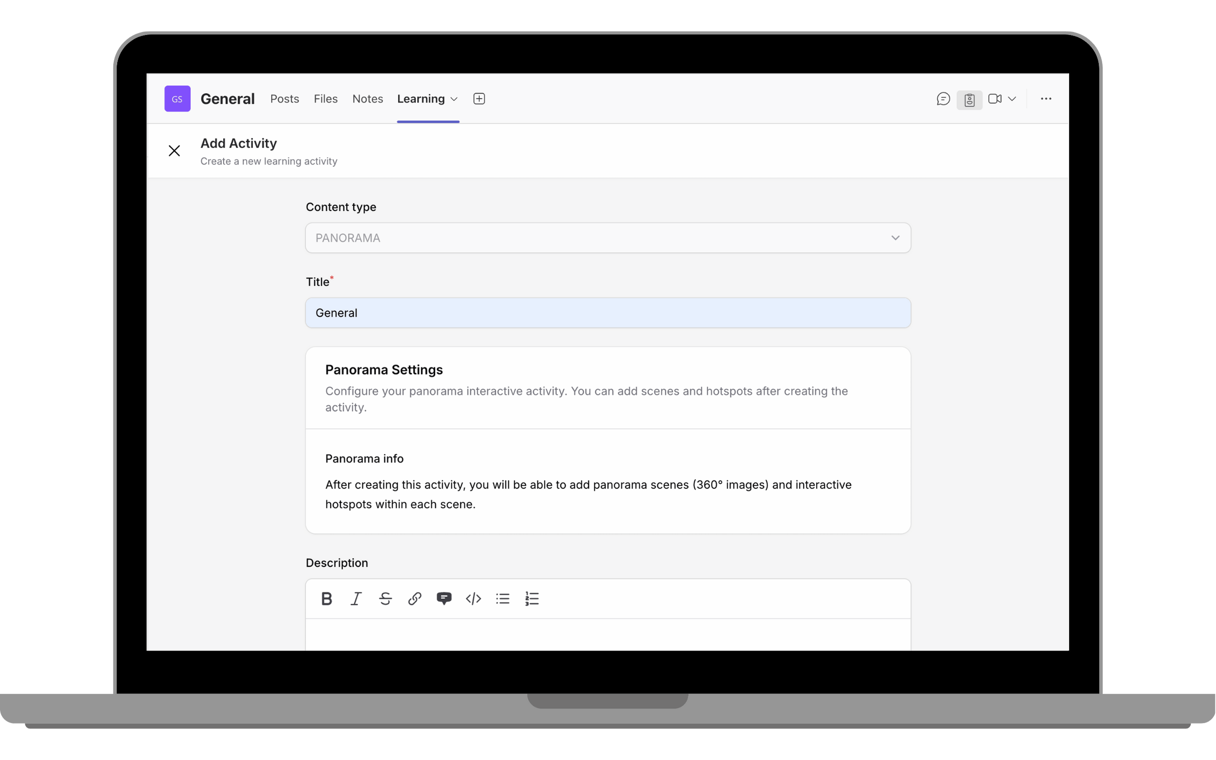 Add Panorama activity