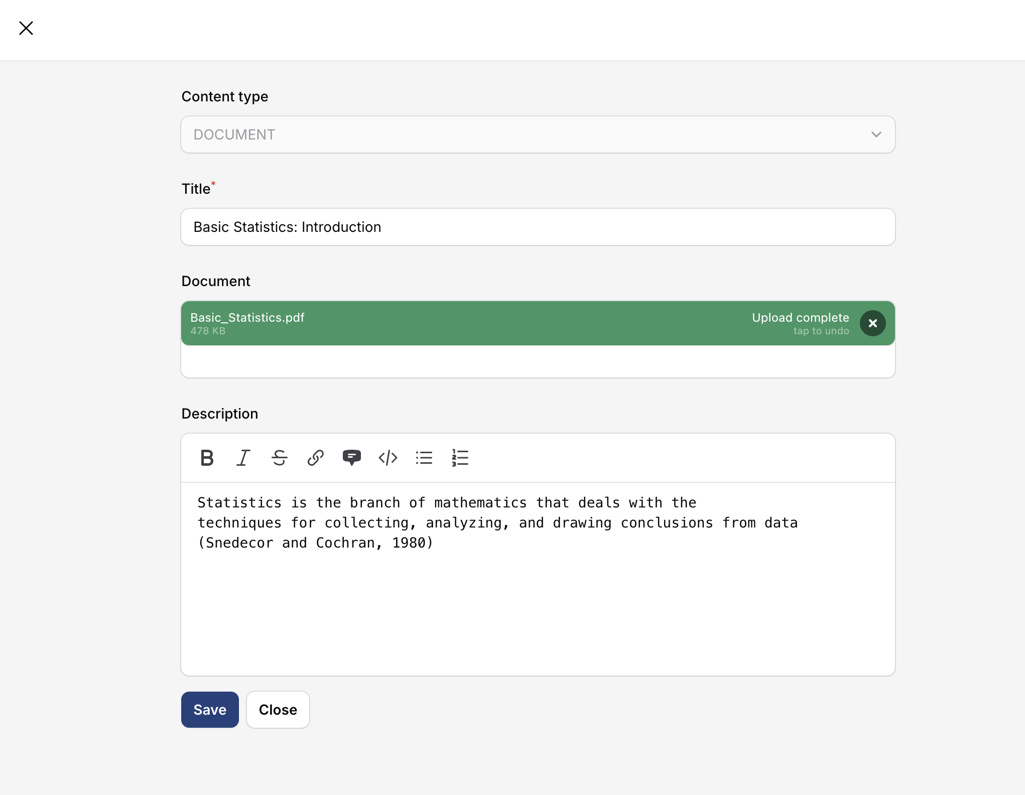 Upload document