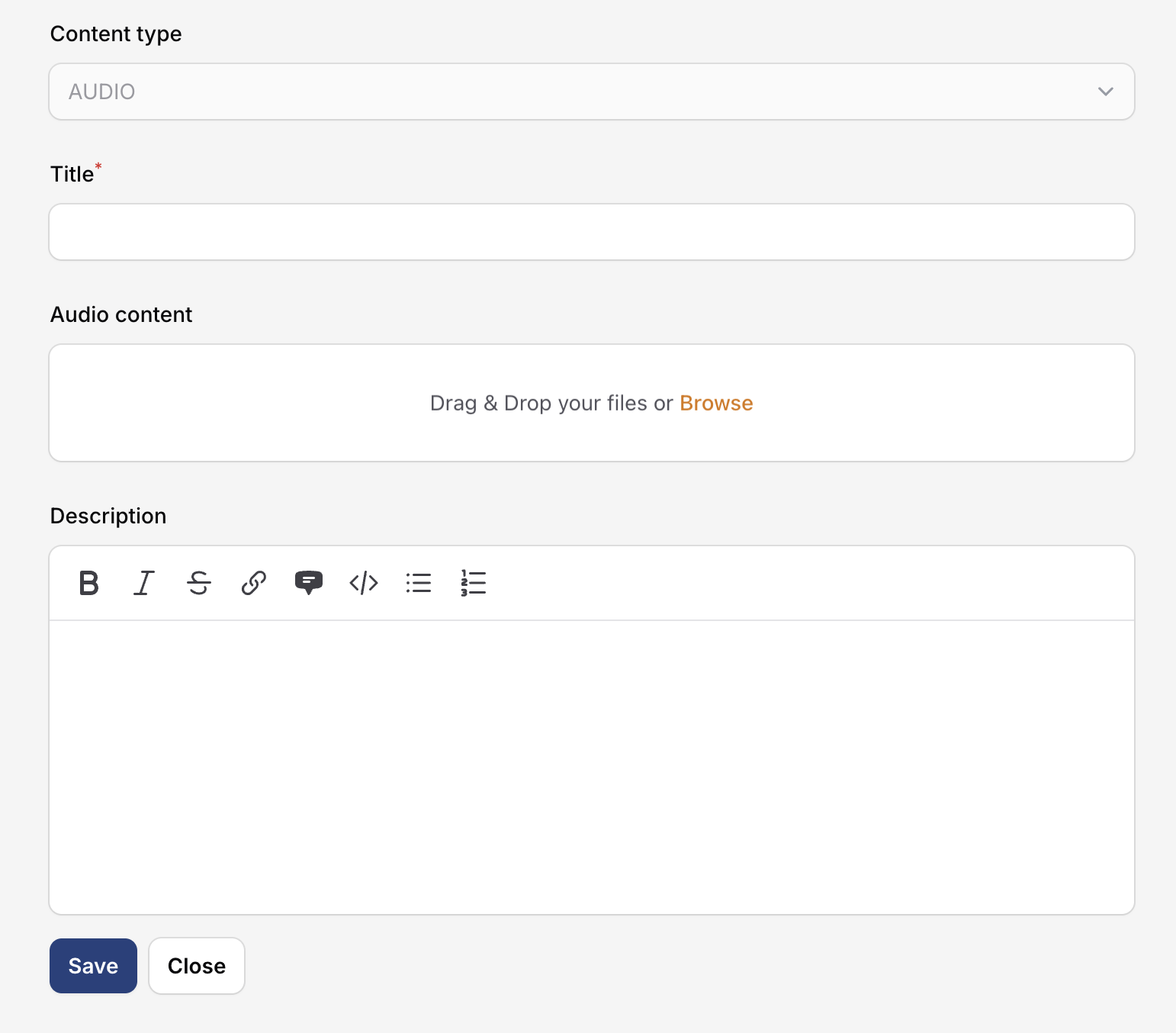 Upload audio file