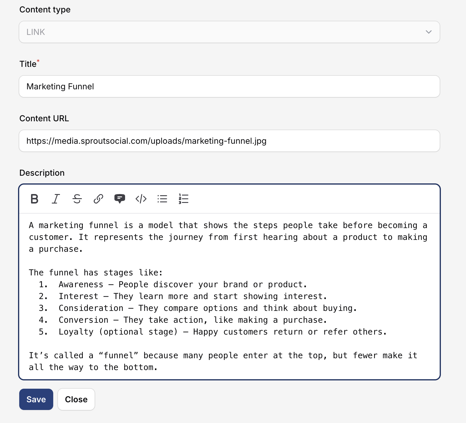 Enter Content URL