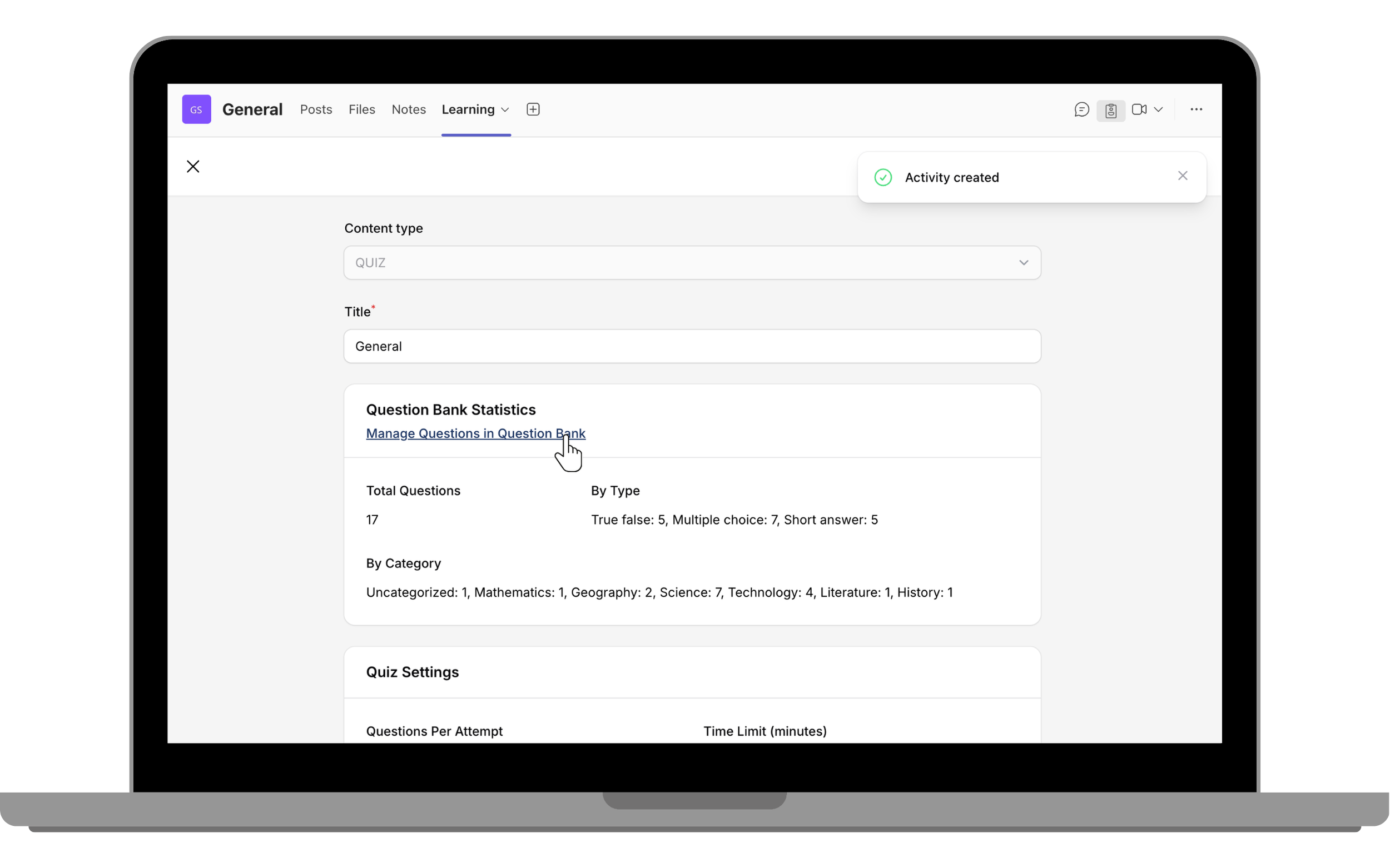 Shrewd LMS 3.4.0: New Quiz Activity for Better Learning Assessment in Microsoft Teams 4