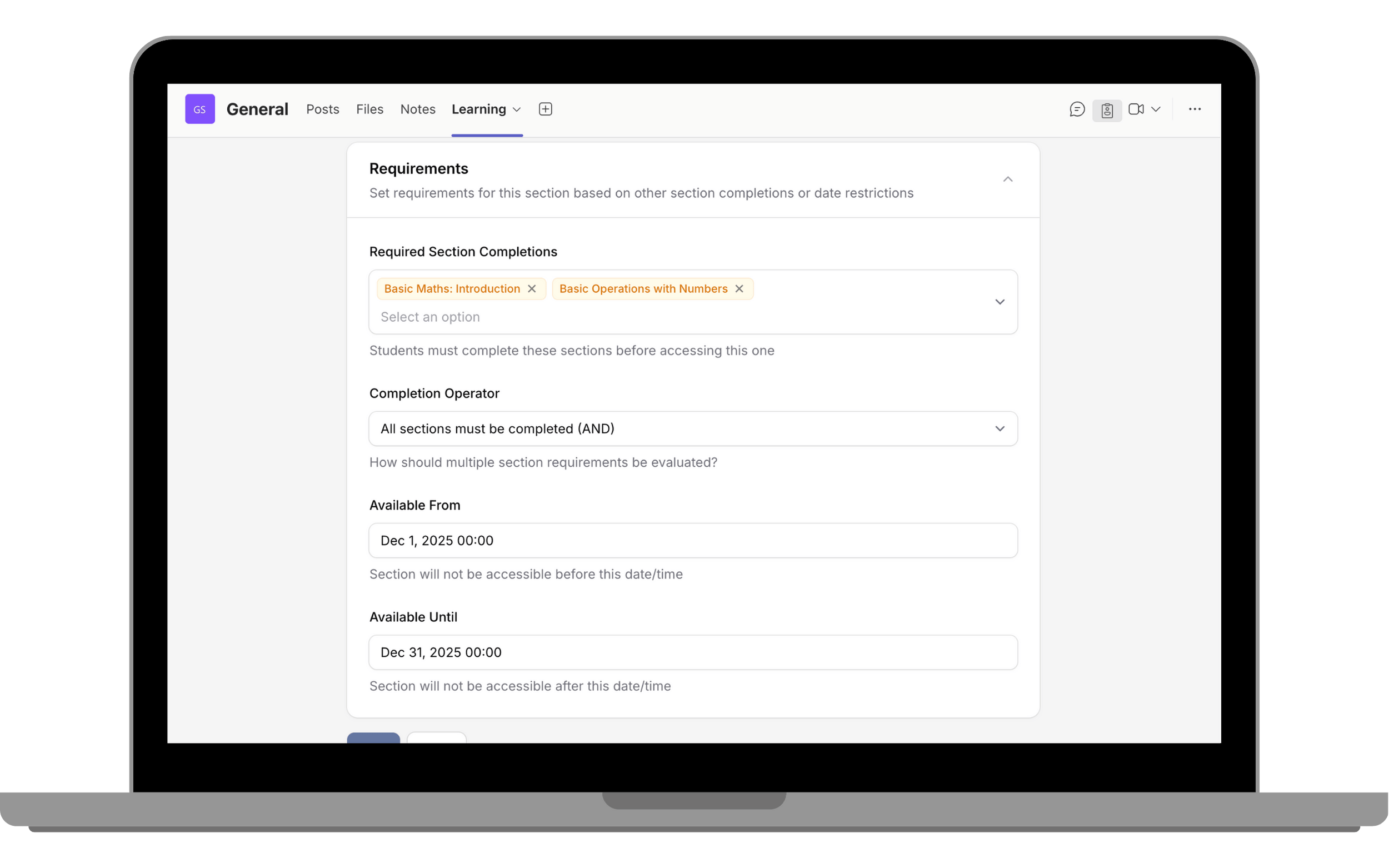 Section Requirements