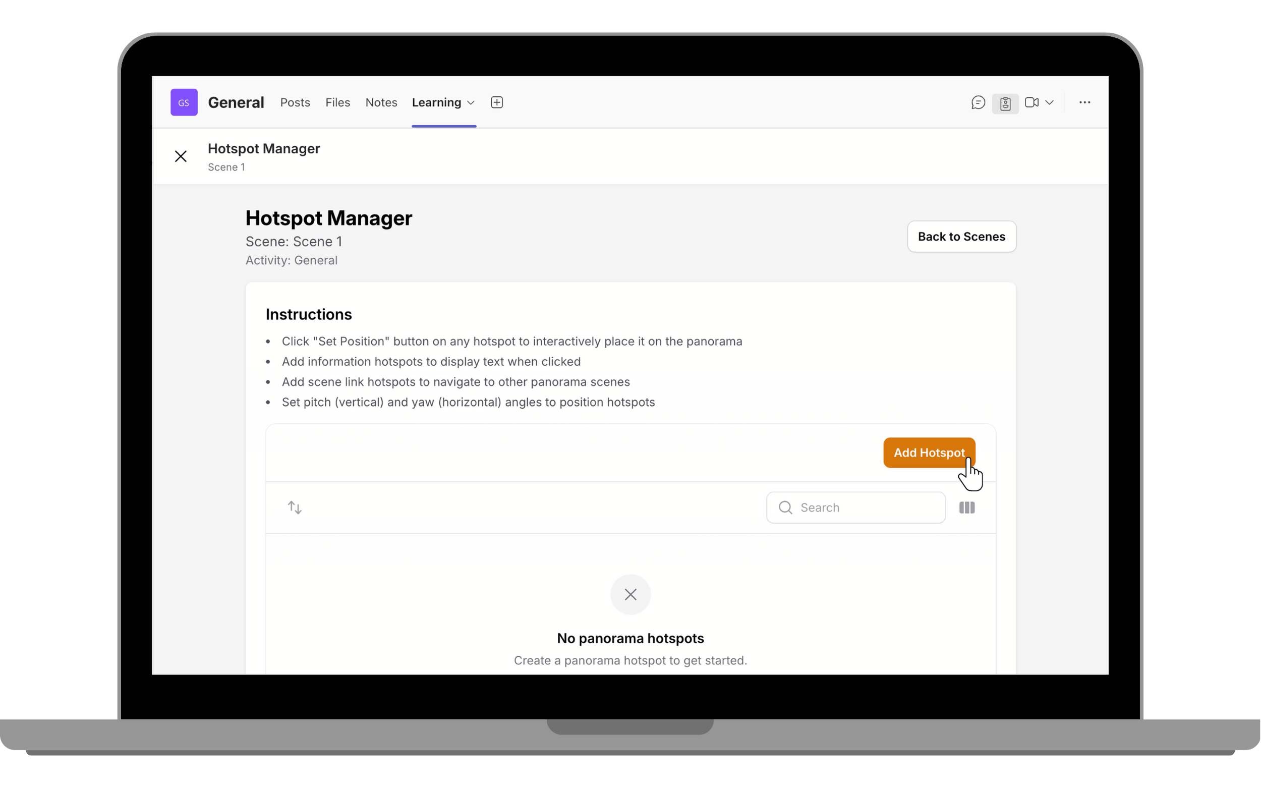 add hotspot to a scene
