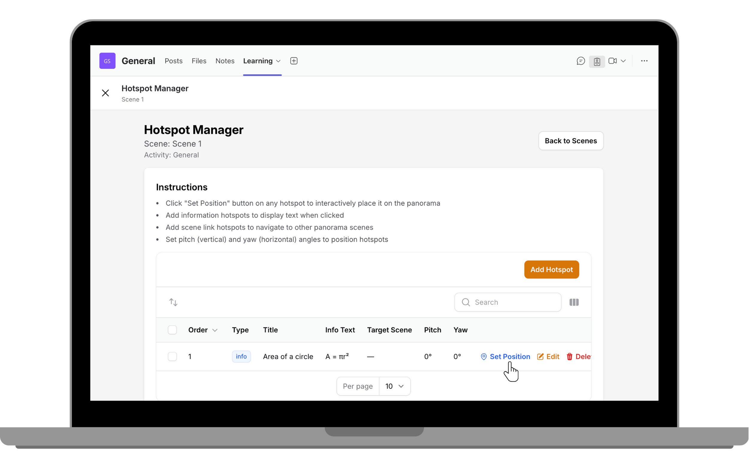 set hotspot position